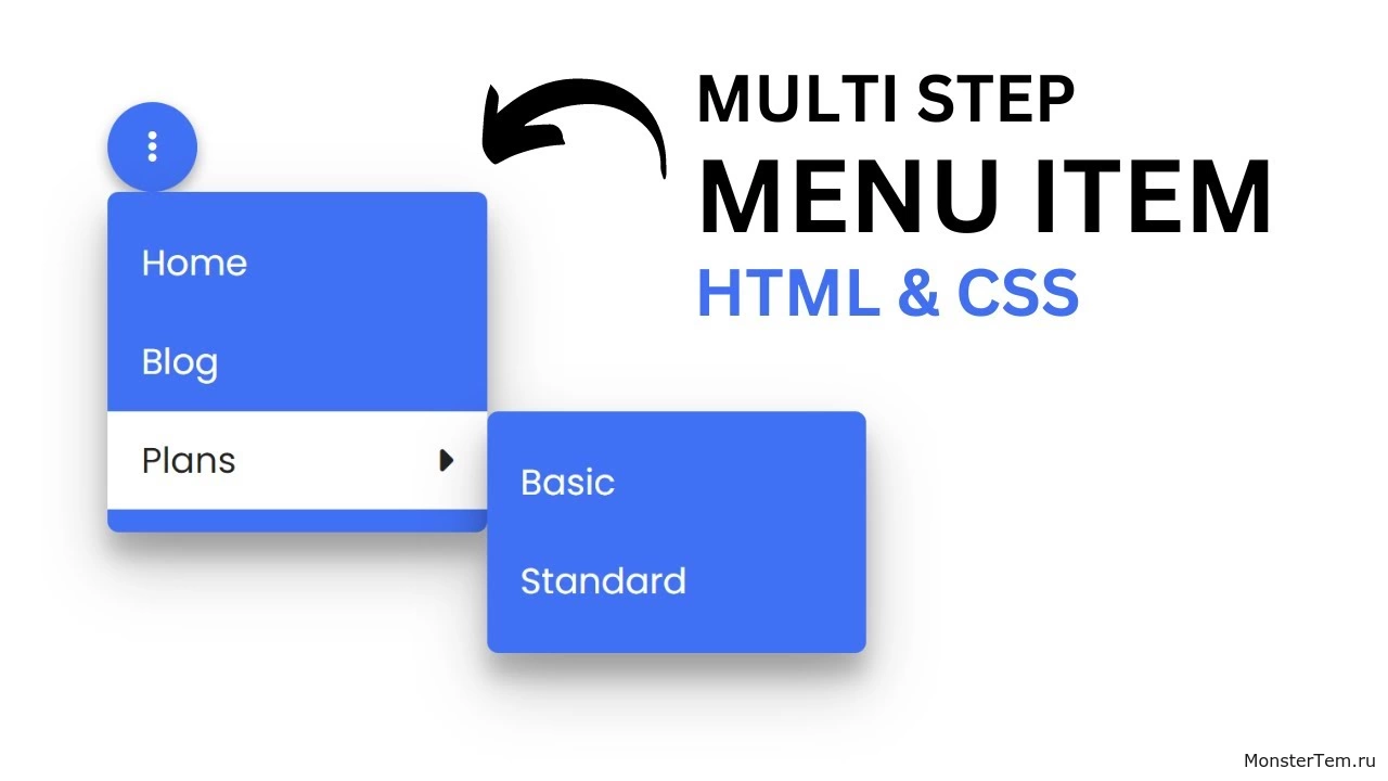 Как создать многошаговый пункт меню с открытием при наведении с использованием HTML и CSS