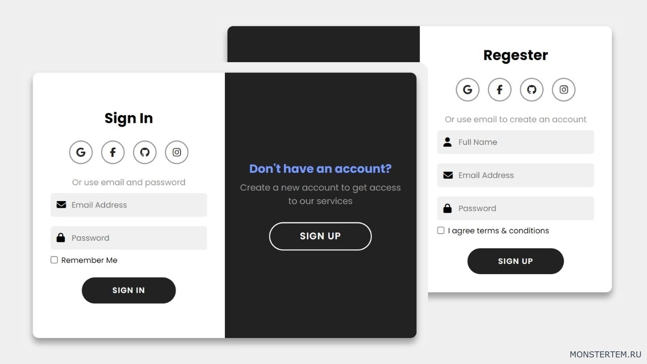 Как создать анимированные формы входа и регистрации на сайте используя HTML и CSS